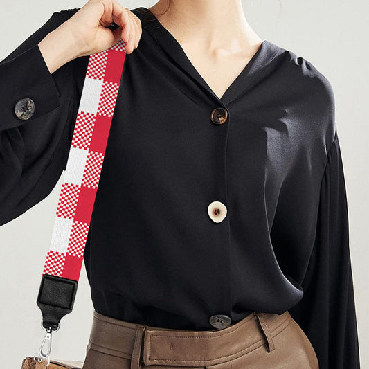 Raspberry Red And White Gingham Print Bag Strap