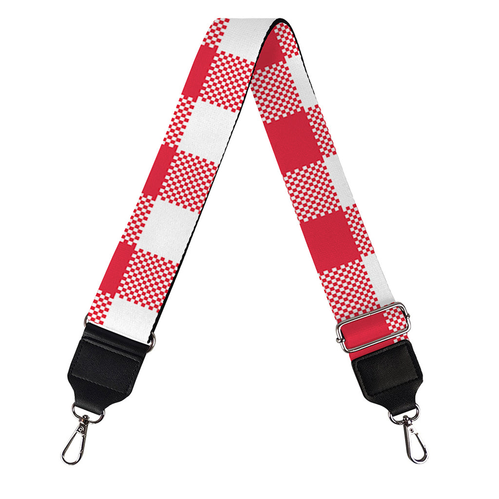 Raspberry Red And White Gingham Print Bag Strap