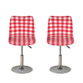 Raspberry Red And White Gingham Print Bar Stool Covers