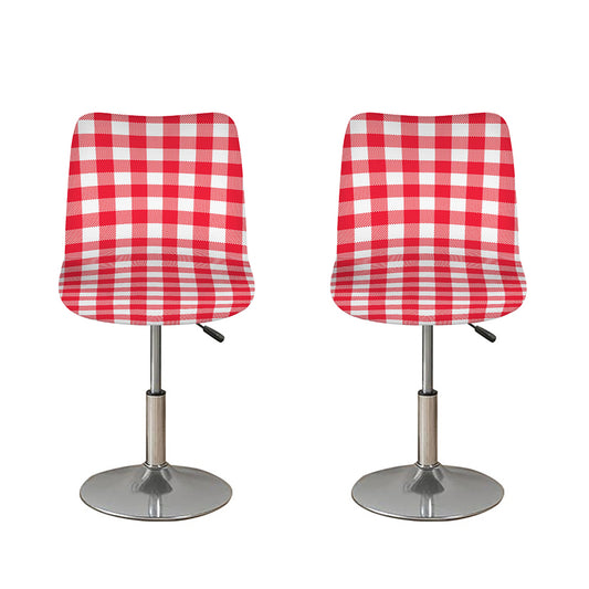 Raspberry Red And White Gingham Print Bar Stool Covers