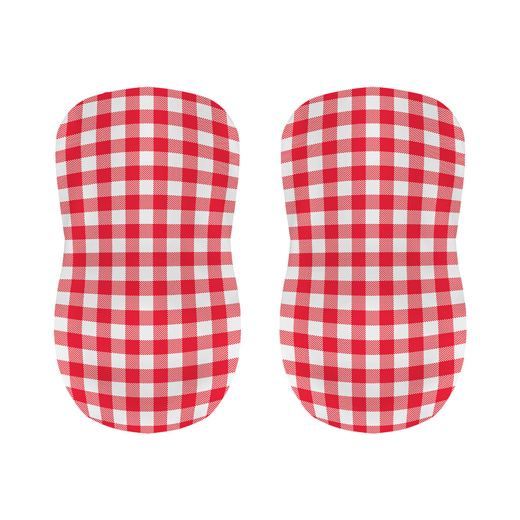 Raspberry Red And White Gingham Print Bar Stool Covers