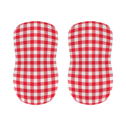 Raspberry Red And White Gingham Print Bar Stool Covers