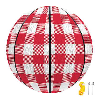 Raspberry Red And White Gingham Print Basketball