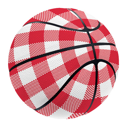 Raspberry Red And White Gingham Print Basketball