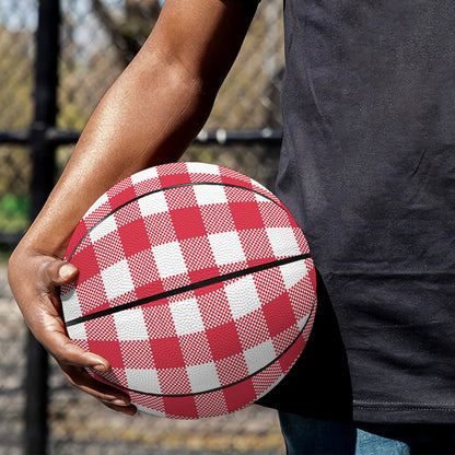 Raspberry Red And White Gingham Print Basketball