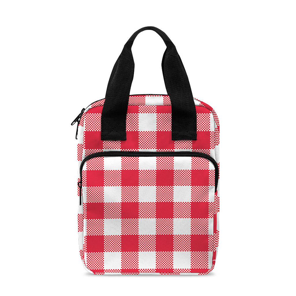 Raspberry Red And White Gingham Print Bible Tote Bag