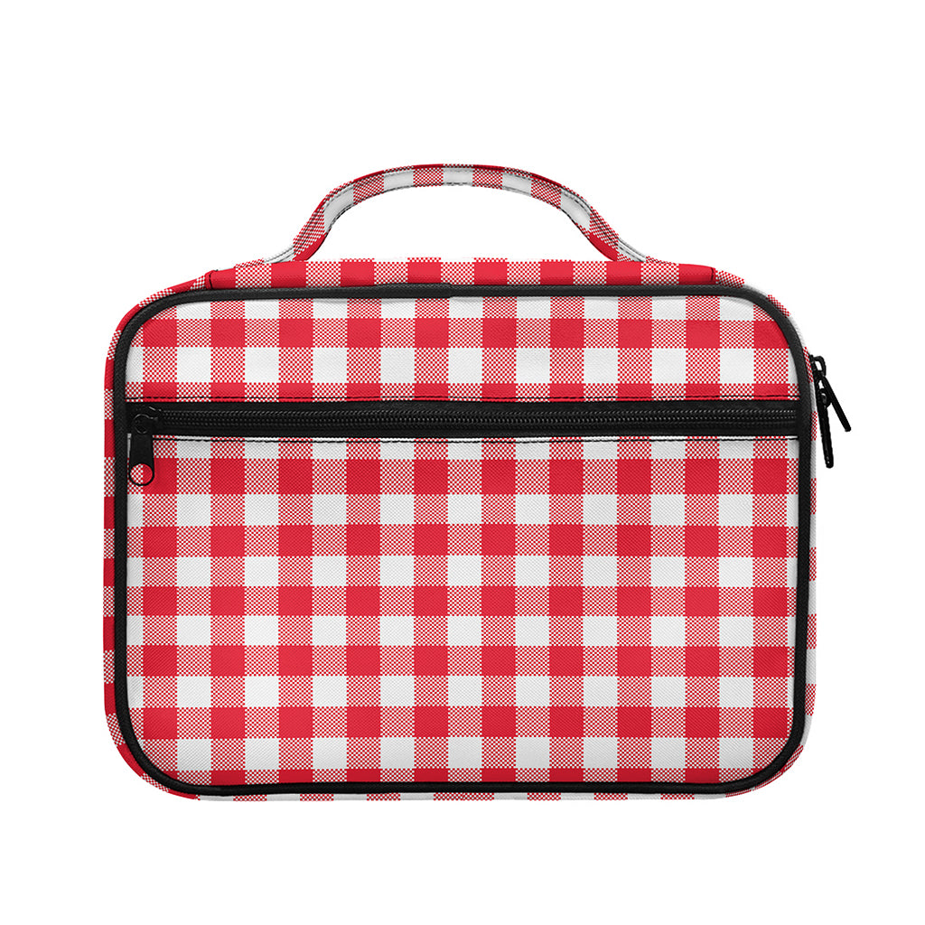 Raspberry Red And White Gingham Print Briefcase Bible Bag