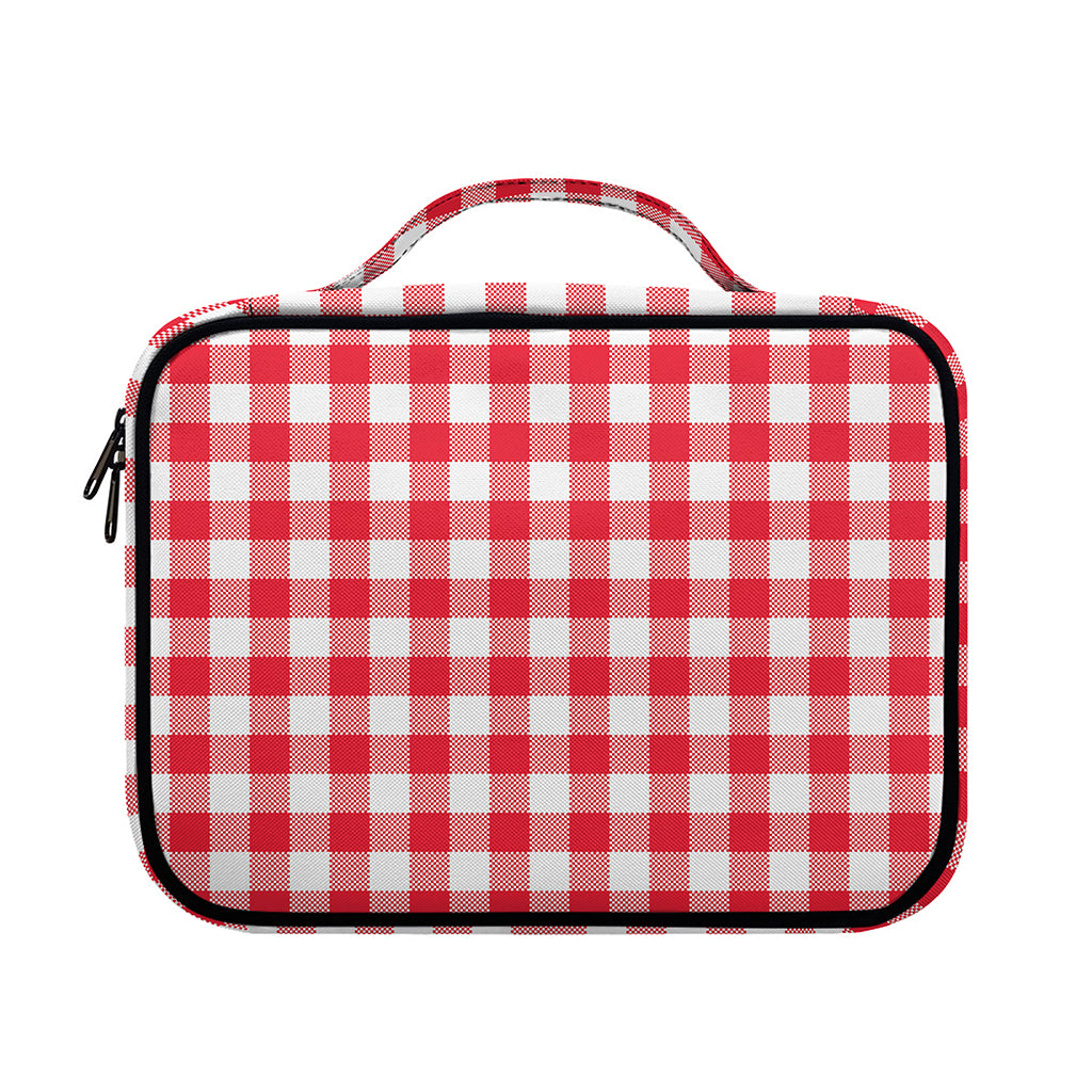 Raspberry Red And White Gingham Print Briefcase Bible Bag