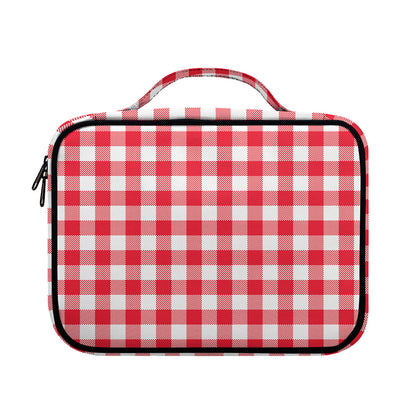 Raspberry Red And White Gingham Print Briefcase Bible Bag