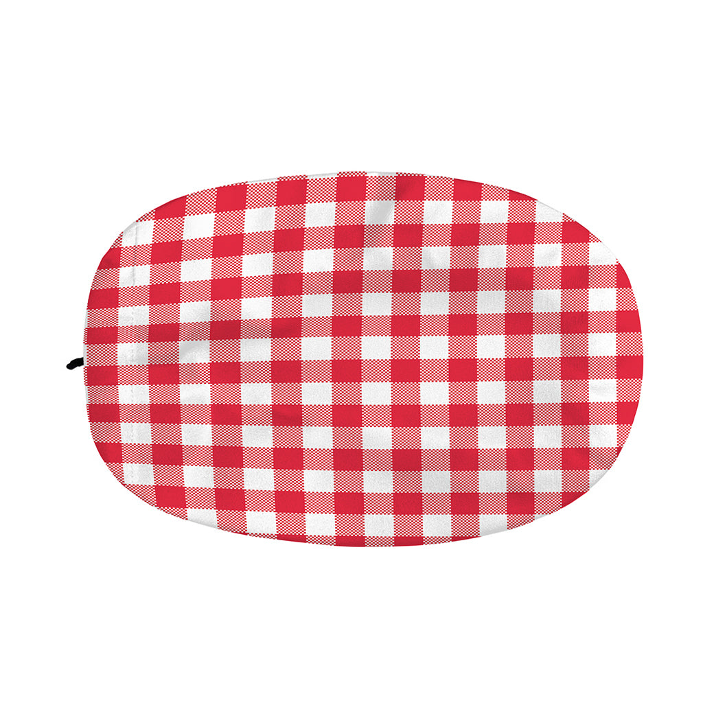 Raspberry Red And White Gingham Print Car Side Mirror Covers