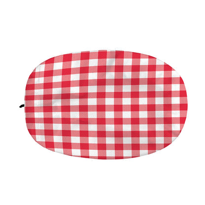 Raspberry Red And White Gingham Print Car Side Mirror Covers