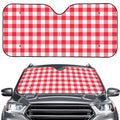 Raspberry Red And White Gingham Print Car Windshield Sun Shade