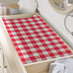 Raspberry Red And White Gingham Print Changing Pad Cover