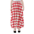Raspberry Red And White Gingham Print Chiffon Maxi Skirt