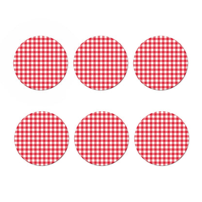 Raspberry Red And White Gingham Print Coaster Set