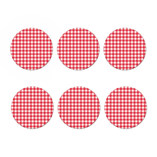 Raspberry Red And White Gingham Print Coaster Set
