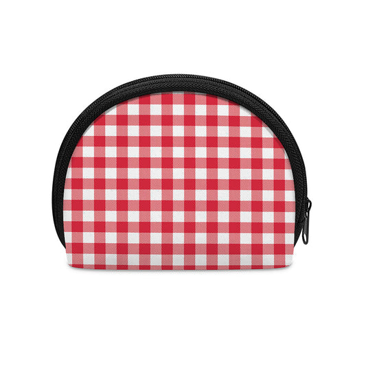 Raspberry Red And White Gingham Print Coin Purse