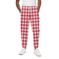 Raspberry Red And White Gingham Print Cotton Sweatpants