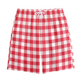 Raspberry Red And White Gingham Print Cotton Shorts
