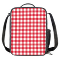 Raspberry Red And White Gingham Print Crossbody Lunch Bag