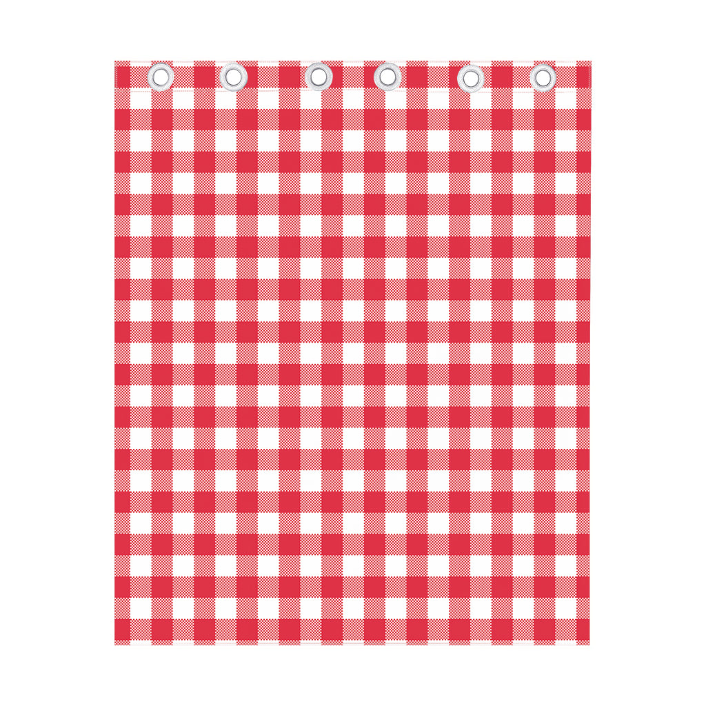 Raspberry Red And White Gingham Print Curtain