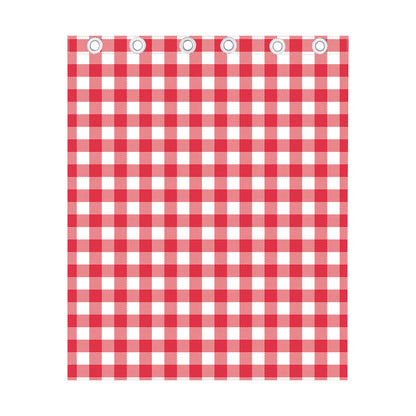 Raspberry Red And White Gingham Print Curtain