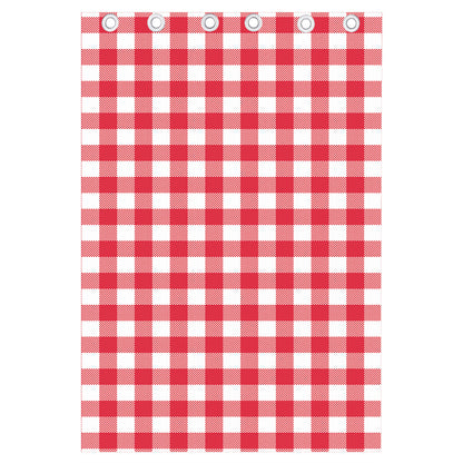 Raspberry Red And White Gingham Print Curtain