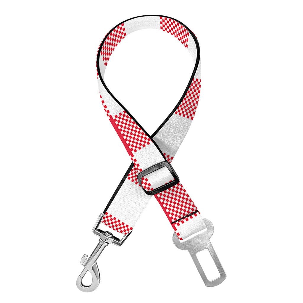 Raspberry Red And White Gingham Print Dog Seat Belt