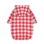 Raspberry Red And White Gingham Print Dog Zip Up Hoodie