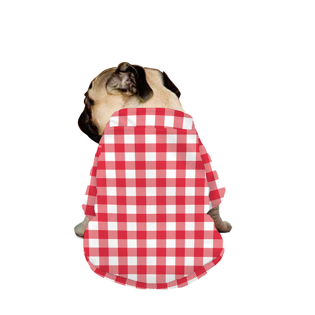 Raspberry Red And White Gingham Print Dog Zip Up Jacket