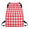 Raspberry Red And White Gingham Print Drawstring Backpack