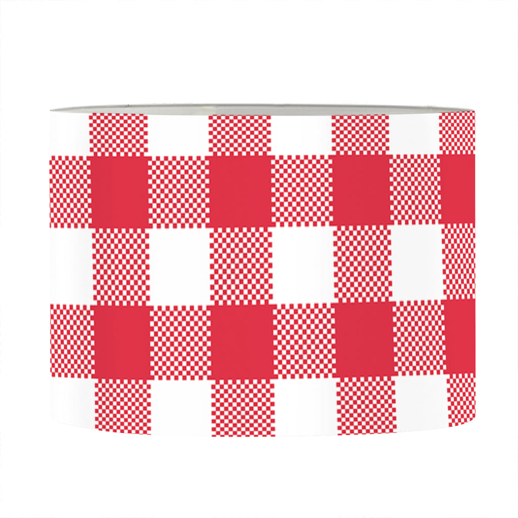 Raspberry Red And White Gingham Print Drum Lamp Shade