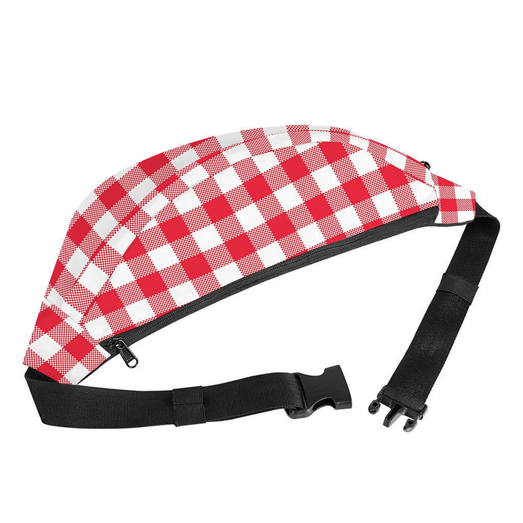Raspberry Red And White Gingham Print Fanny Pack