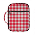 Raspberry Red And White Gingham Print Front Pocket Bible Bag