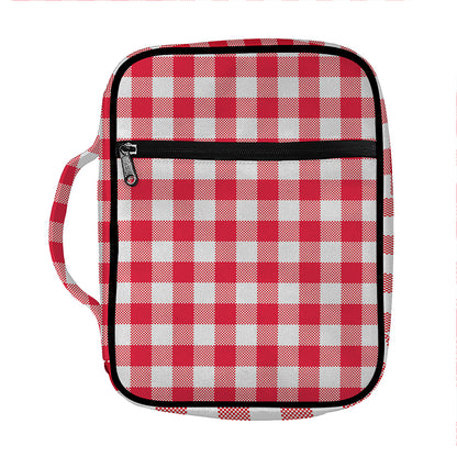 Raspberry Red And White Gingham Print Front Pocket Bible Bag