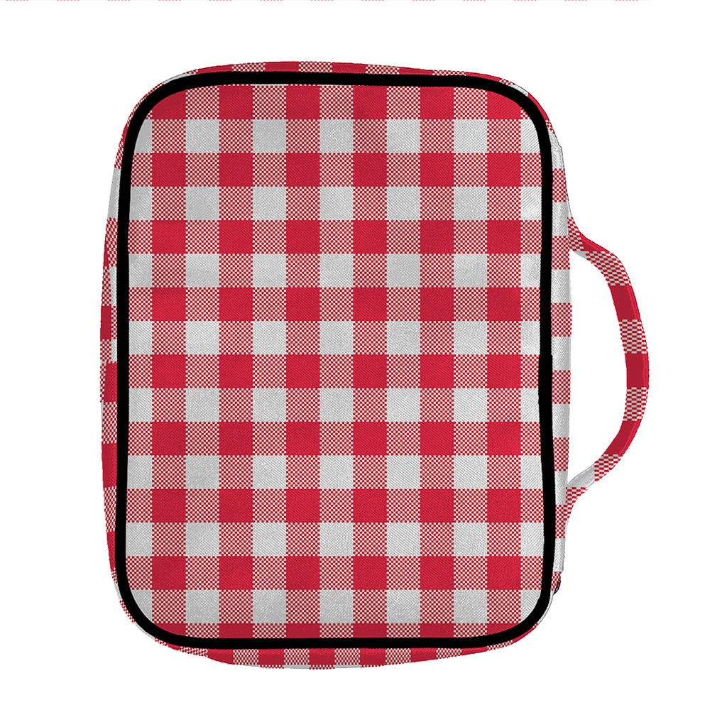 Raspberry Red And White Gingham Print Front Pocket Bible Bag