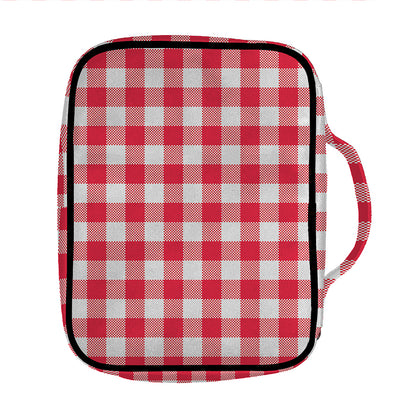 Raspberry Red And White Gingham Print Front Pocket Bible Bag