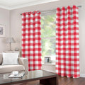Raspberry Red And White Gingham Print Grommet Curtains