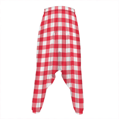 Raspberry Red And White Gingham Print Hammer Pants