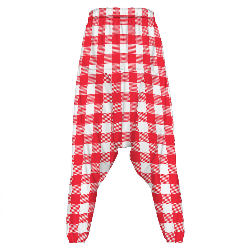 Raspberry Red And White Gingham Print Hammer Pants