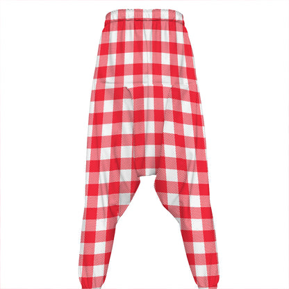 Raspberry Red And White Gingham Print Hammer Pants