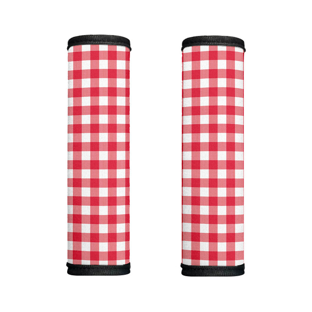 Raspberry Red And White Gingham Print Handle Covers