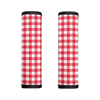 Raspberry Red And White Gingham Print Handle Covers