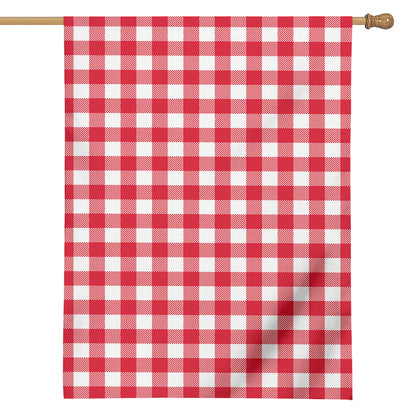 Raspberry Red And White Gingham Print House Flag