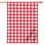Raspberry Red And White Gingham Print House Flag