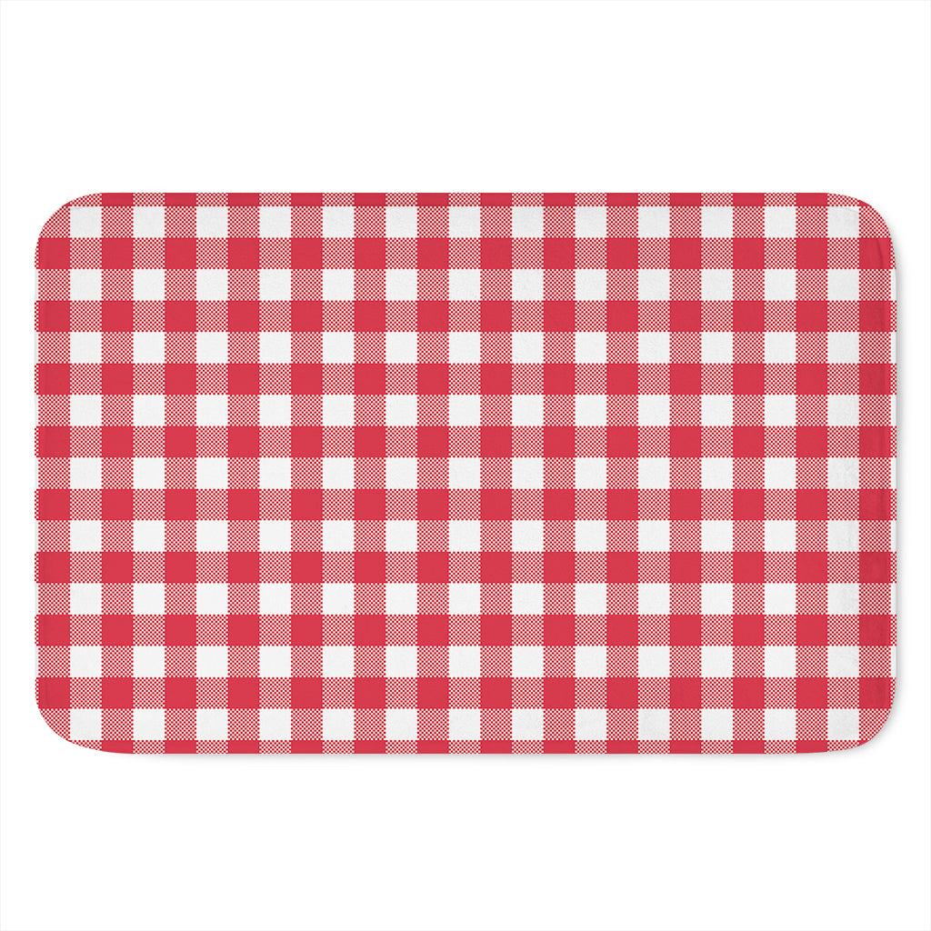 Raspberry Red And White Gingham Print Indoor Door Mat