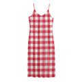 Raspberry Red And White Gingham Print Jersey Midi Cami Dress