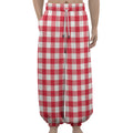Raspberry Red And White Gingham Print Lantern Pants