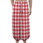 Raspberry Red And White Gingham Print Lantern Pants