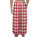 Raspberry Red And White Gingham Print Lantern Pants